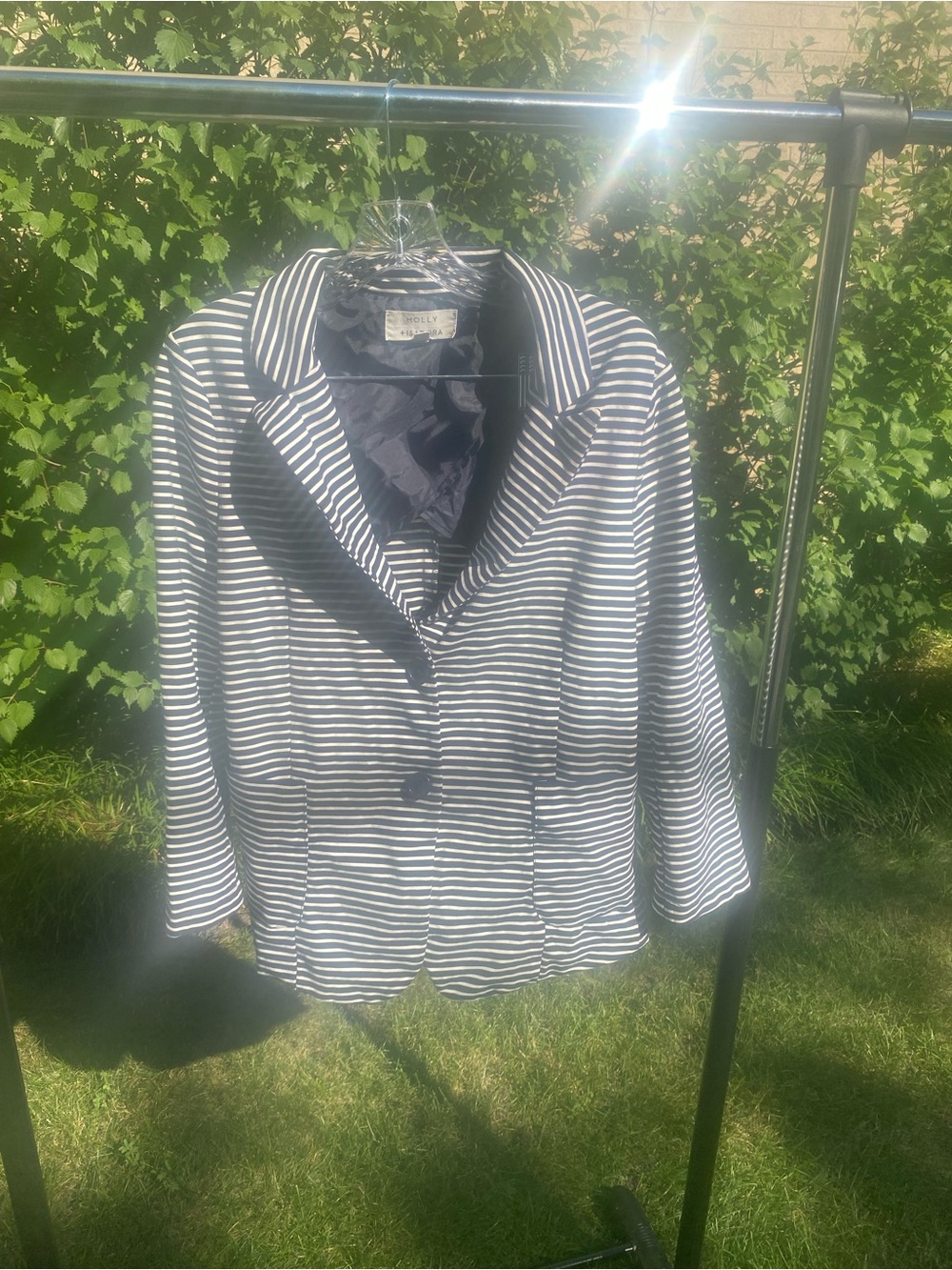 Molly & Isadora Women's Navy & White Striped Sailor Blazer Jacket Office Size 1X - Picture 8 of 8